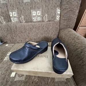 Born Navy Blue Leather Mules
